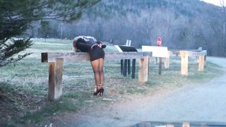 Plucky walk in my bitchy brief sundress + high high-heeled shoes gets me trussed up ...