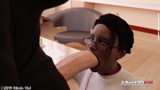 Ebony Nurse helping her futanari patient in a cool 3d animation
