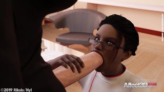 Ebony Nurse helping her futanari patient in a cool 3d animation