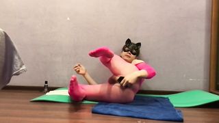 Sissy Lisa in pinkish bodystockings idolizes BIG BLACK COCK