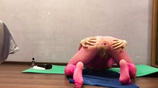 Sissy Lisa in pinkish bodystockings idolizes BIG BLACK COCK