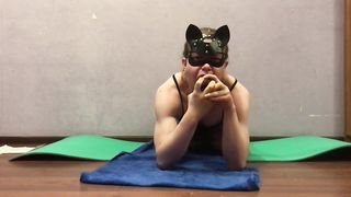 Sissy Lisa in sports undergarments idolizes BIG BLACK COCK