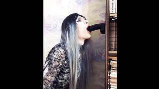 Sissy femboy deepthroating giant fuck stick