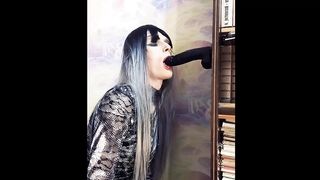 Sissy femboy deepthroating giant fuck stick