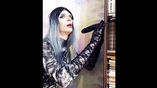 Sissy femboy deepthroating giant fuck stick