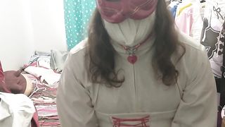 vinyl Cat Priestess Miko Sissy Costume Play does Breathplay and Vib