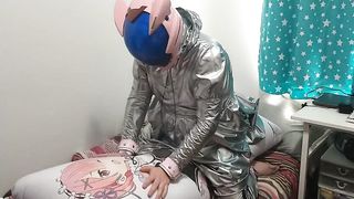 Platinum vinyl Sissy Maid Eva Kigurumi Inflatable Cushion Fuckfest