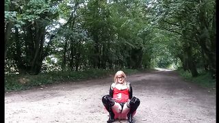 T-Girl Outdoors Urinating and Posing #2