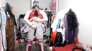 vinyl Sissy Costume Play Amy Rose Gasmask Breathplay with Vibro