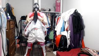 vinyl Sissy Costume Play Amy Rose Gasmask Breathplay with Vibro