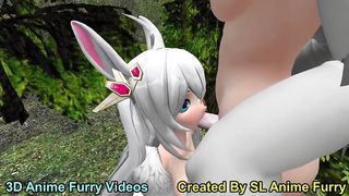 White Anime Bunny Costume Play Doll Dt & Face Screw - SL Anime Fur Covered