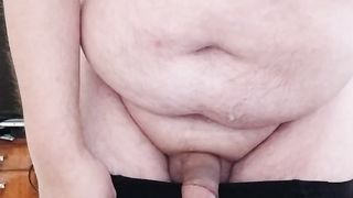 cum shot in black pantyhouse