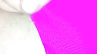 Leatransteen Stroking and jism in purple bikini