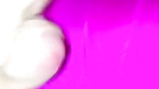 Leatransteen Stroking and jism in purple bikini