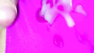 Leatransteen Stroking and jism in purple bikini