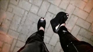 stellar crossdresser in highly high inserts in public