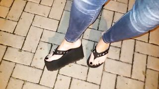 a night roam sans undies in denim and cool spin-flops