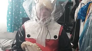 Vinyl Flip Costume Play With Eva Helmet Bagging Breathplay Kigurumi Sissy