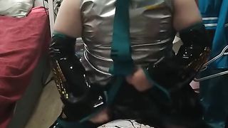 Sissy Vinyl Miku Costume Play Inflatable Cushion Romp Spunk Gobbling