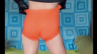 Total pin of tangerine cut-offs dancing to a magnificent pumping out cumleakage