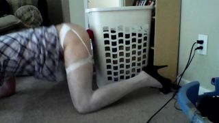 CD Doggie-Style Fake Penis in Undergarments & High-Heeled Slippers