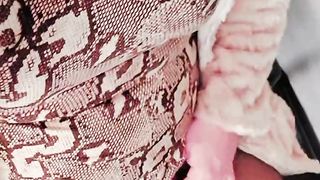 Crossdresser in wool and high heel footwear