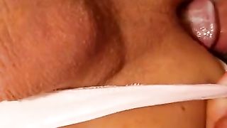 Deep-Throats Latino spear then finishes off while being pounded