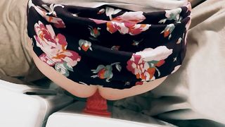 Packing my fresh larger fake penis in my taut cherry slot