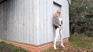 Transgirl Showcasing Off Her White Underwear