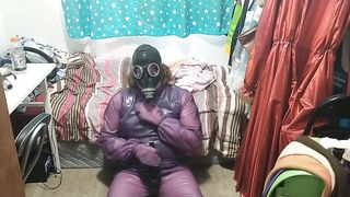 Spandex Gravy Liberate Purple Bod Suit over Bathing Suit Gasmask Breathplay Electro-Hitachi