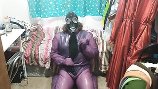 Spandex Gravy Liberate Purple Bod Suit over Bathing Suit Gasmask Breathplay Electro-Hitachi