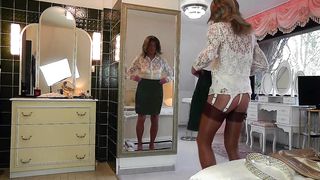 Mischievous Style Display - Cock-Squeezing skirts in biz fashion