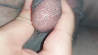 Pantyhoseslave Thomas Katz wank lil' prick and jism in tights