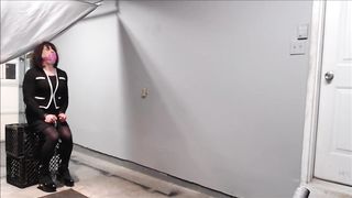 Sissy Strapped With Fuck Stick in Garage