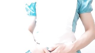 Asian Crossdresser MARY dressed in Satin Alice Maid Sundress - TOTAL FLICK ON ONLYFANS