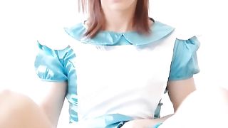 Asian Crossdresser MARY dressed in Satin Alice Maid Sundress - TOTAL FLICK ON ONLYFANS