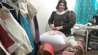 vinyl Inflatable tail Chocolate-Colored Fox Sissy Maid Gasmask Breathplay Cushion Fucky-Fucky