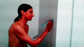 Smallish Tgirl Gargles Wall Climb On Faux-Cock Lovingly