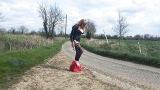 CD Bitch Drizzling Milk From Her Rump Outdoors