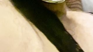 Domme torments her encaged spunk-pump