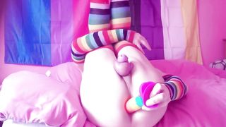 Sissy femboy in purity taking ample faux-cocks in her donk and attempting and sissygasm