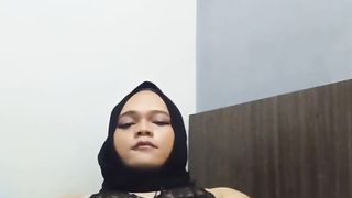 Crossdresser Hijab in Undergarments Touching Her Manhood