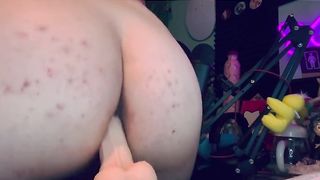 Young Trans Damsel plays with a lot of orgy playthings