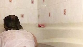 Sopping Sissy College Girl Soaks Uniform