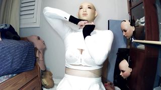 Anime Lady Happi Pt four! Girl mask Happi damsel attempts to unmask from her cock-squeezing dame mask? A lock?!!