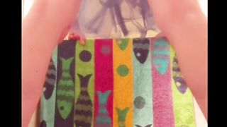 Blue tutu tugging to arms free-for-all spunk spraying orgasm