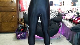Vickie Wonder Glistening Black Nylon Catsuit