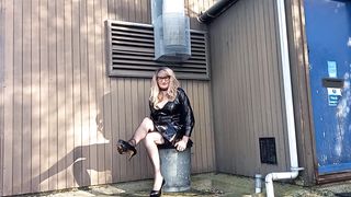 T-Model Frolicking With Her Man Meat and Taking a Pee at the Depot