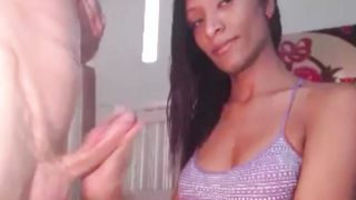 Black T-Girl Engulfing her White Paramours Firm Bone