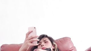 NATALIA WITH HER HEFTY PENIS TUGGING KINKY CHEERFUL